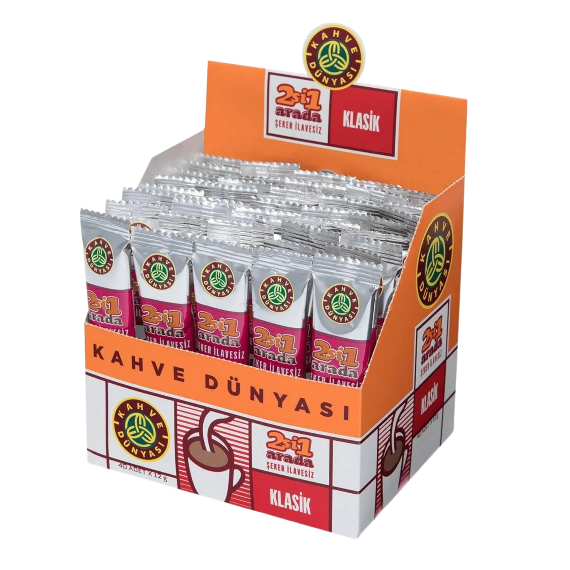 Kahve Dünyası Hazır Kahve 12 Gr X 40'lı Paket 2'si 1 Arada Şekersiz Klasik