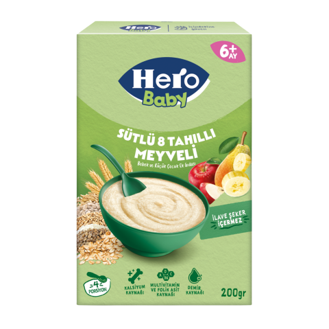 HERO SÜTLÜ MEYVELİ 8 TAHILLI 200GR*12