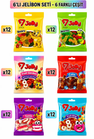 7 STİCK JELLY JELİBON SETİ 12X6 PAKET
