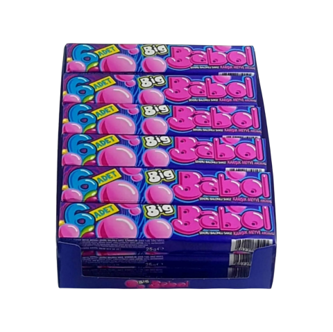 Bigbabol Sakız 25 Gr X 18'li Paket Karışık Meyve Aromalı Şekerli Balonlu