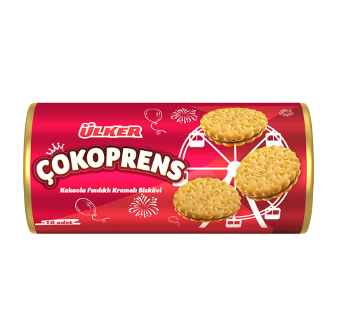 Ülker Çokoprens Sandviç Bisküvi 300 Gr X 12'li Koli Kakaolu Fındık Kremalı