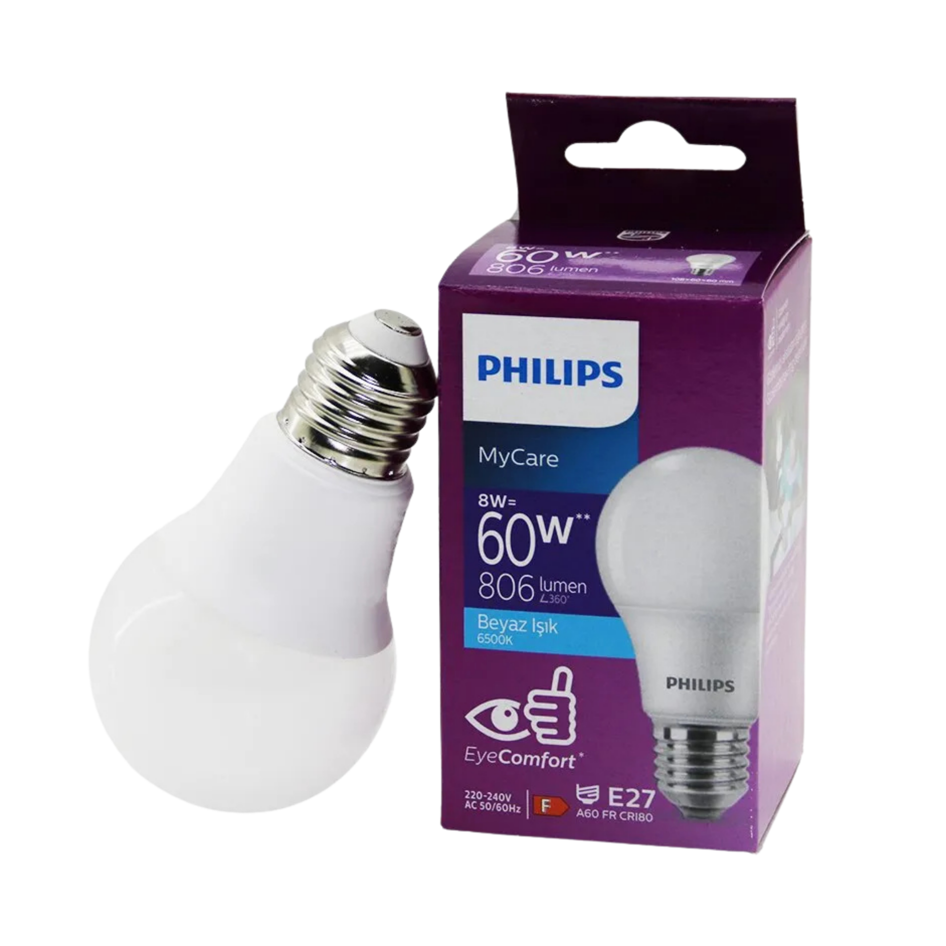 AMPUL PHILIPS LED 8W*12 BEYAZ IŞIK
