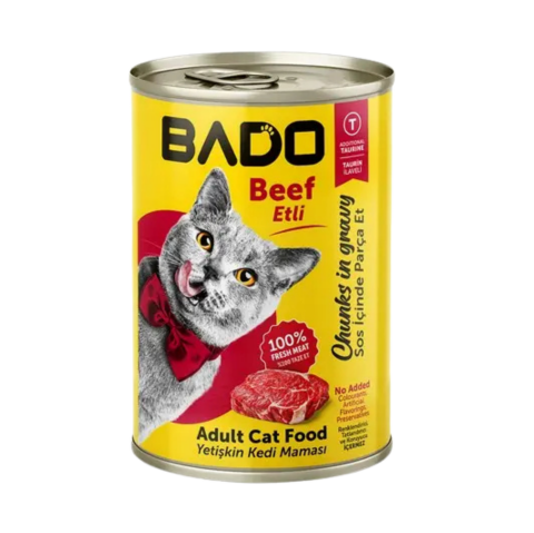 BADO KEDİ MAMASI 400 GR TENEKE SIĞIR ETLİ*12