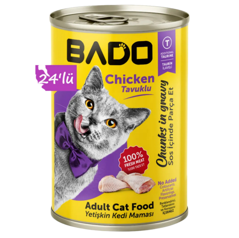 BADO KEDİ MAMASI 400 GR TENEKE TAVUKLU*12