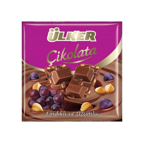 Ülker Fındıklı Üzümlü Kare Çikolata 60 Gr X 6'lı Paket