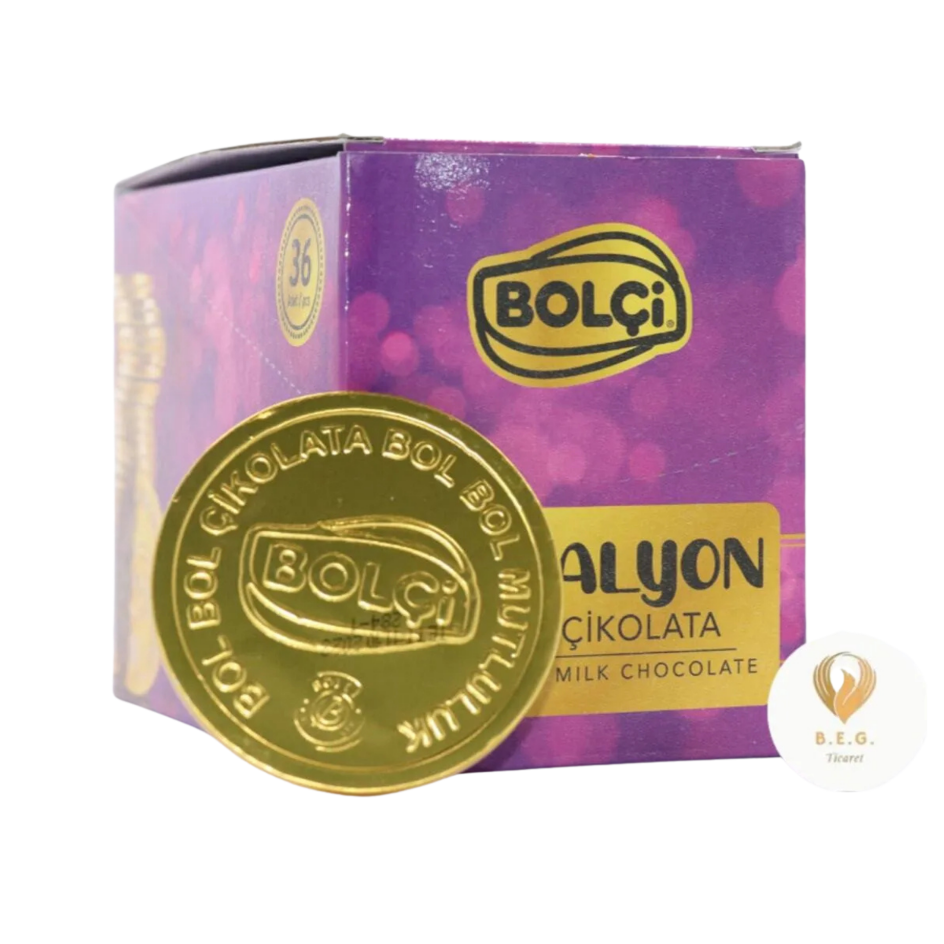 BOLÇİ BK166 MADALYON ÇİKOLATA 21GR*36 MOR