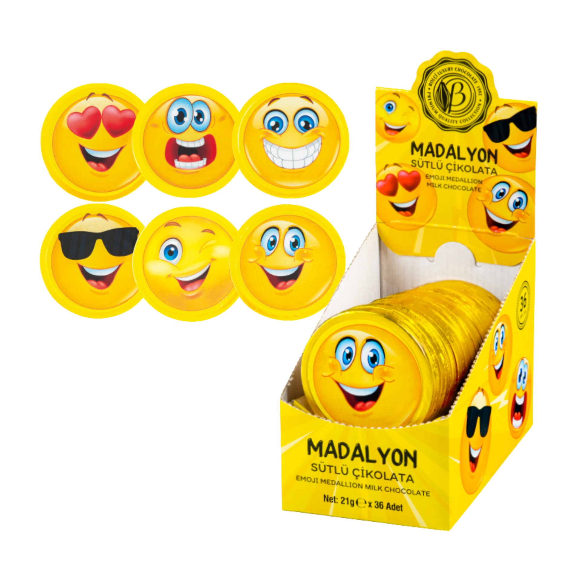 BOLÇİ BK175 MADALYON ÇİKOLATA 21GR*34 EMOJI