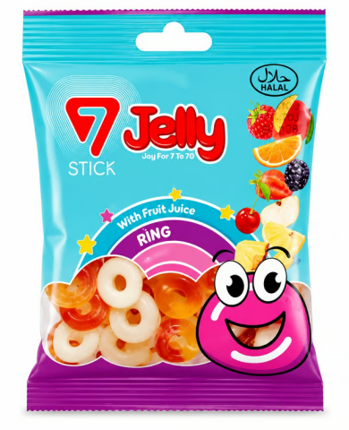 7 STİCK JELLY YUMUŞAK ŞEKERLEME RİNG 80GR*12 ADET