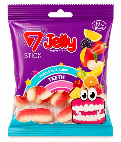 7 STİCK JELLY YUMUŞAK ŞEKERLEME TEETH 80GR*12 ADET