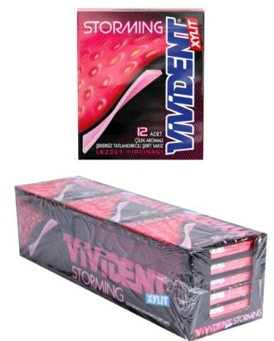 Vivident Storming Çilek Aromalı Sakız 33gr X 18'li Paket