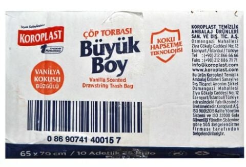 Koroplast Büzgülü Çöp Torbası Vanilya 10'lu Büyük*25 Adet