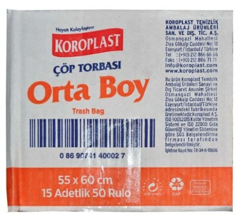 Koroplast Çöp Torbası 10'lu Orta*25 Adet