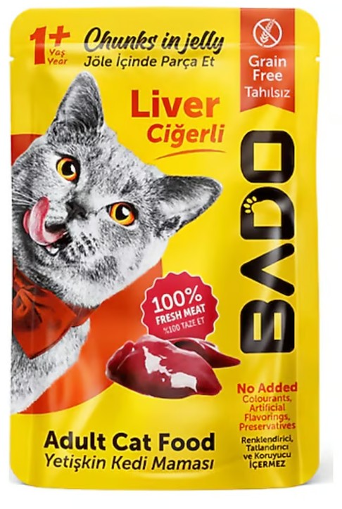 Bado Pouch Kedi Ciğerli Yaş Mama 85 Gr*48