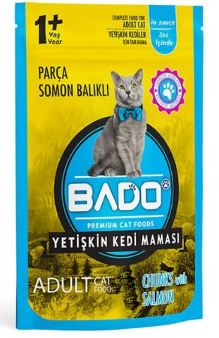 Bado Yaş Mama Yetişkin Kedi Maması 85 Gr Somon Balıklı*48 Adet