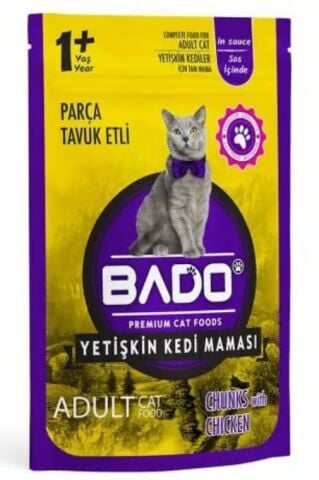 Bado Yaş Mama Yetişkin Kedi Maması 85 Gr Tavuk Etli*48 Adet