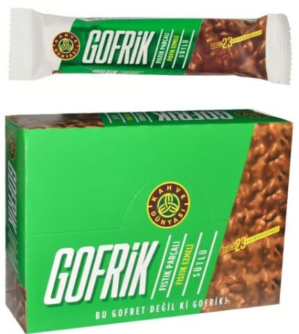 Kahve Dünyası Gofrik Antep Fıstıklı Sütlü Çikolata Kaplamalı Gofret 33 G X 24'lü Paket