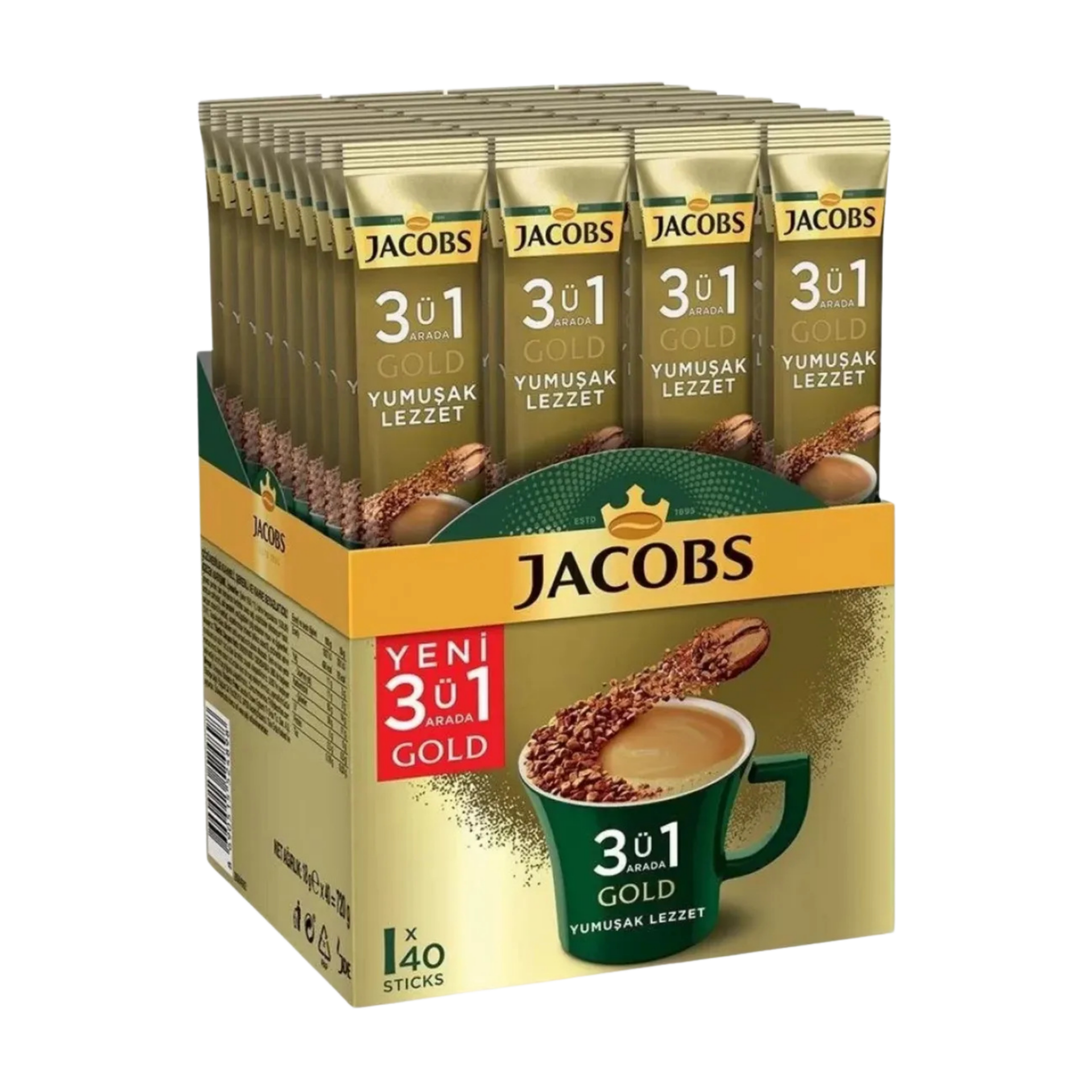 Jacobs Gold Yumuşak Lezzet 3 Ü 1 Arada 18 Gr x 40'lı Paket Çözünebilir Kahve*6 paket