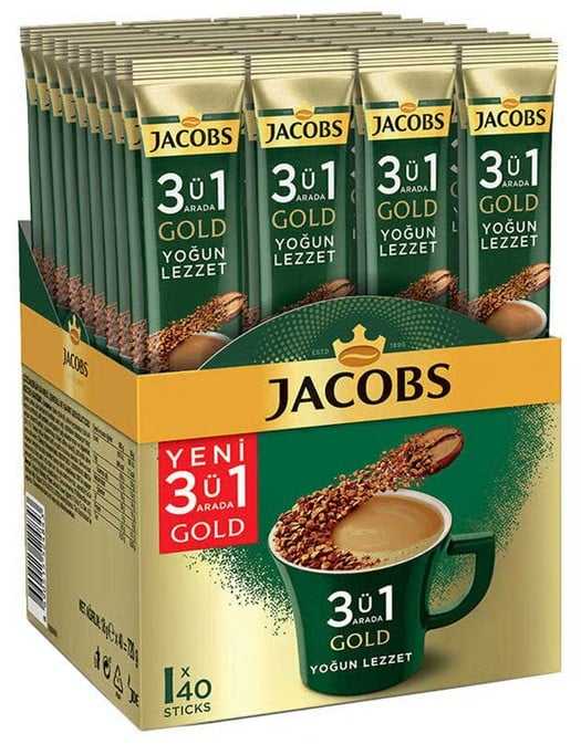 Jacobs Gold 3'ü 1 Arada Kahve Yoğun Lezzet 40'lı Paket Çözünebilir Kahve*6 paketşş