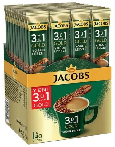 Jacobs Gold 3'ü 1 Arada Kahve Yoğun Lezzet 40'lı Paket Çözünebilir Kahve*6 paketşş